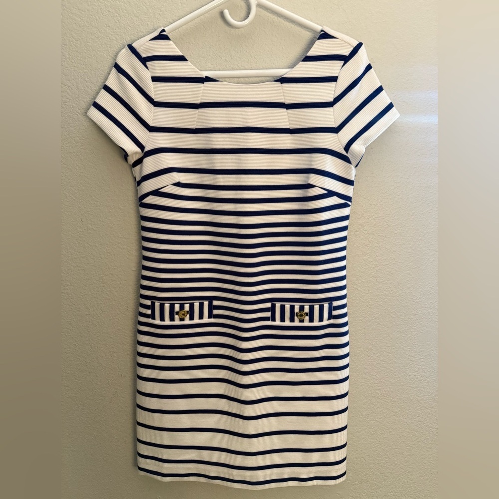 Lilly Pulitzer Navy and White Striped Mini Dress Size Small